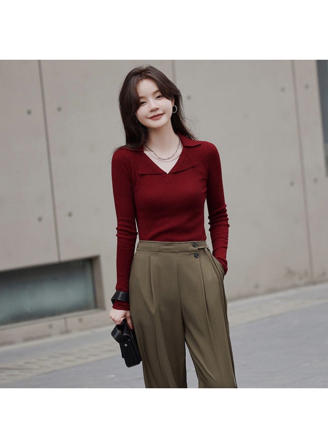 Mt Cloud Soft Breath Autumn Wool Blend Polo Neck Slim Fit Knit Sweater For Women - Image 3