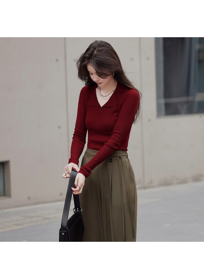 Mt Cloud Soft Breath Autumn Wool Blend Polo Neck Slim Fit Knit Sweater For Women - Image 5