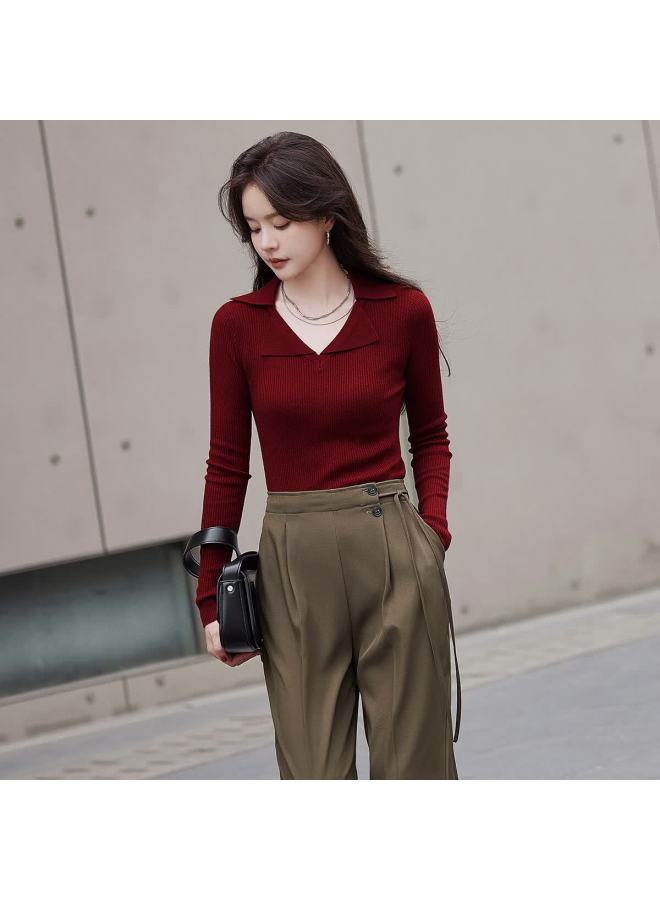 Mt Cloud Soft Breath Autumn Wool Blend Polo Neck Slim Fit Knit Sweater For Women - Image 2