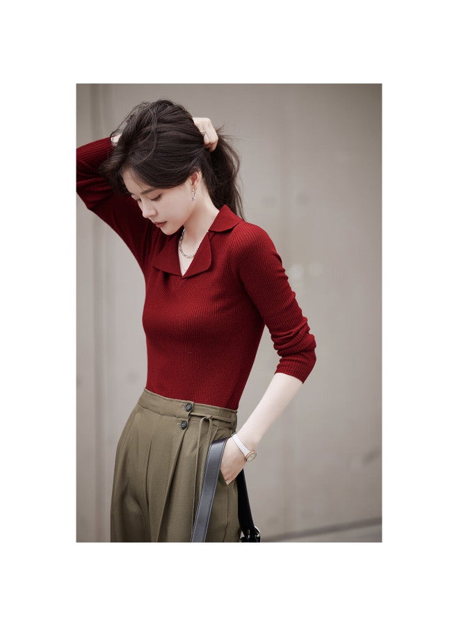 Mt Cloud Soft Breath Autumn Wool Blend Polo Neck Slim Fit Knit Sweater For Women - Image 1