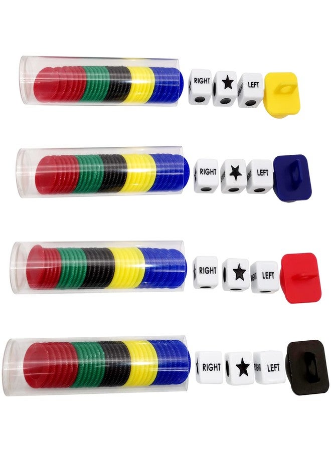 Ahoper Right Left Center Dice Game Prime Set Bundle with 3 Dices + 30 Chips - 4 Sets Assorted Colors. Round Tube Storage is Very Convenient for Travel. Easy to Store, Carry Around. (4 Pack) - Image 5