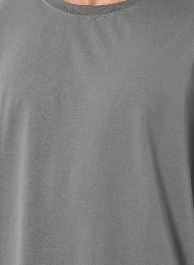 Styli Men Grey Graphic Print Oversized T-Shirt