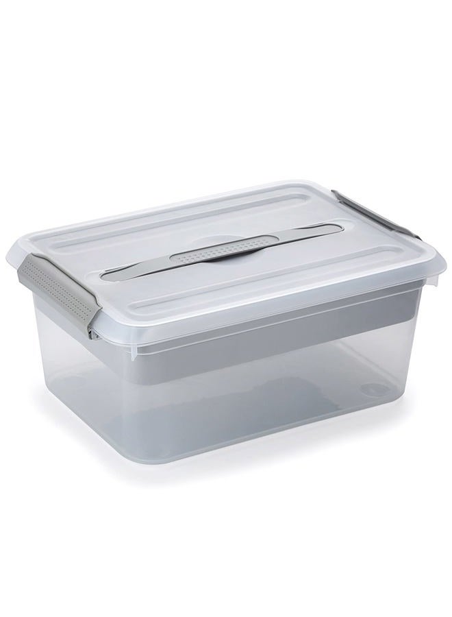 BTSKY Stack & Carry Box, Clear Plastic Storage Container Stackable Home Utility Box with Removable Tray Multi-Purpose Storage Bin for Organizing Stationery, Sewing, Art Craft Supplies(Grey) - Image 1