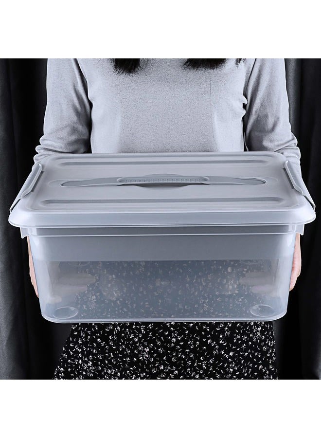 BTSKY Stack & Carry Box, Clear Plastic Storage Container Stackable Home Utility Box with Removable Tray Multi-Purpose Storage Bin for Organizing Stationery, Sewing, Art Craft Supplies(Grey) - Image 4