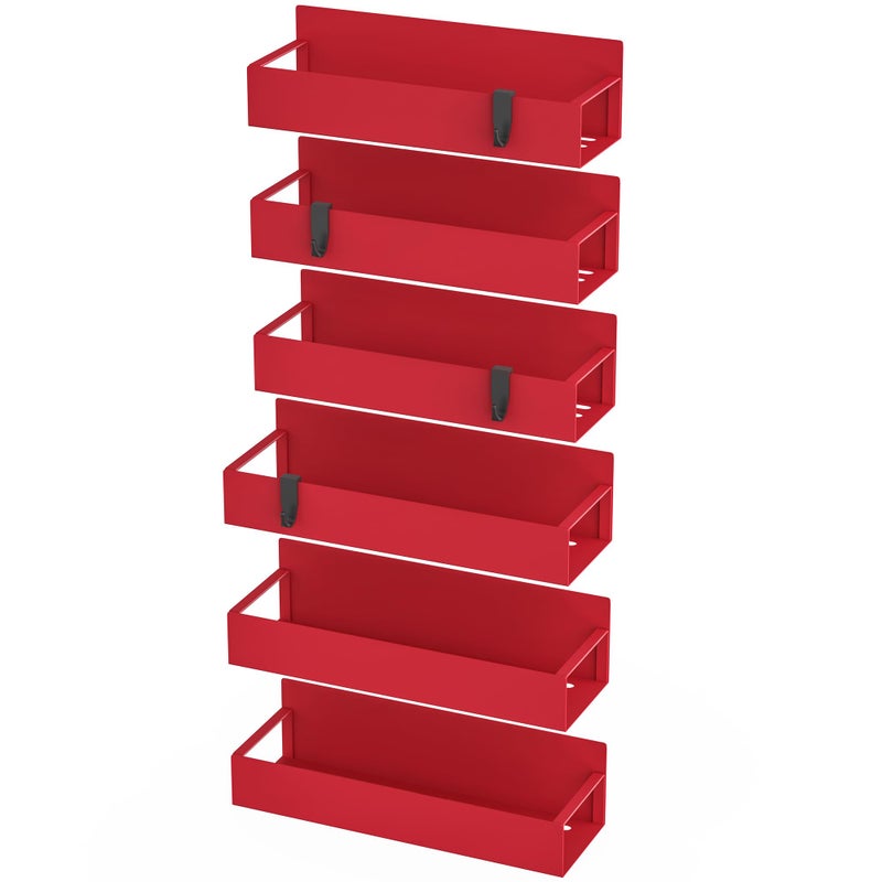 HuggieGems 6 Pack Magnetic Spice Storage Rack Organizer for Refrigerator and Oven, Red Fridge Organizers and Storage - Image 5