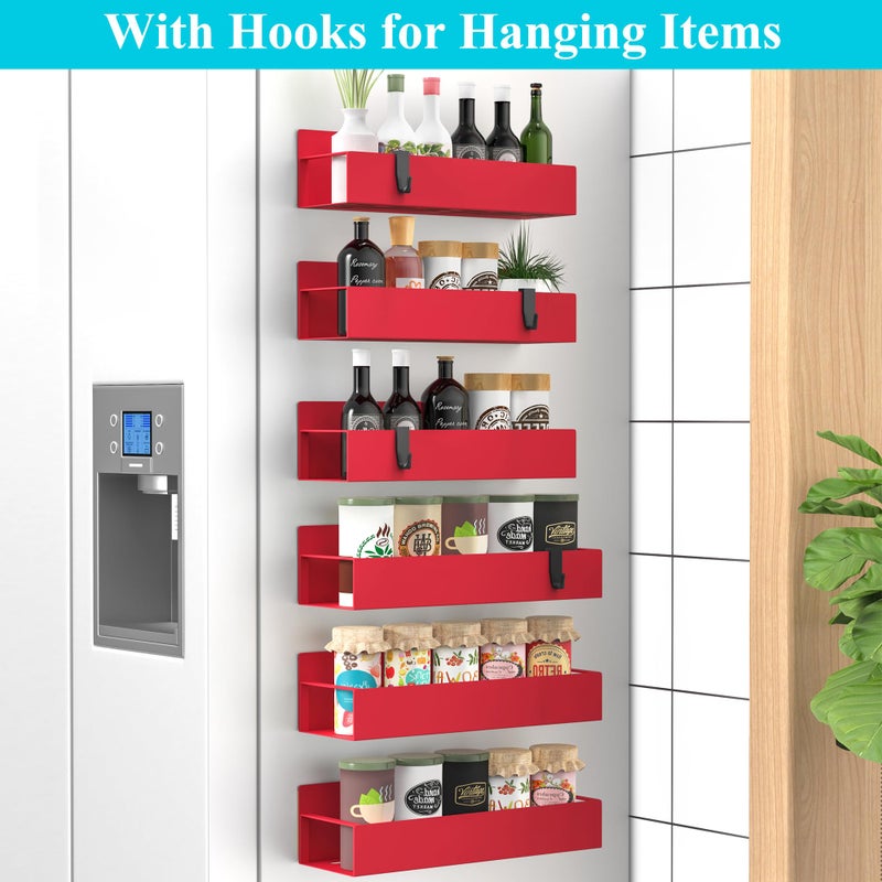 HuggieGems 6 Pack Magnetic Spice Storage Rack Organizer for Refrigerator and Oven, Red Fridge Organizers and Storage - Image 2