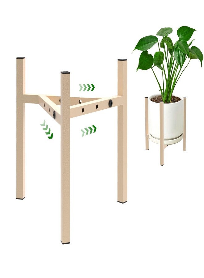 Airpark Aripark Plant Stand Indoor Adjustable, Metal Modern Plant Stands, Small Heavy Duty Stable Plant Pot Flower Holder Outdoor Corner, Fit 8 9 10 11 12 inch Pots, Light Khaki (Pot & Plant Not Included) - Image 1