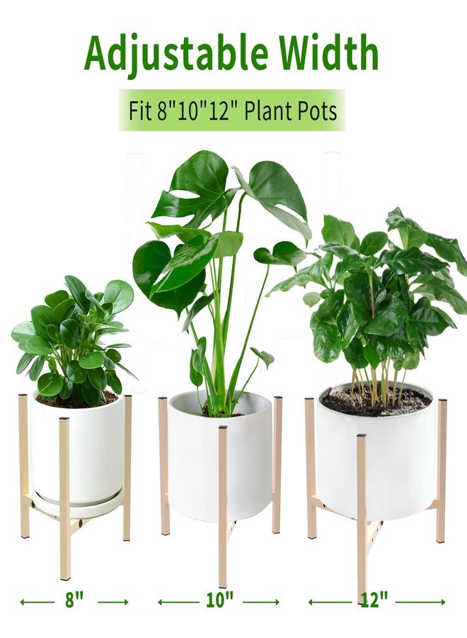 Airpark Aripark Plant Stand Indoor Adjustable, Metal Modern Plant Stands, Small Heavy Duty Stable Plant Pot Flower Holder Outdoor Corner, Fit 8 9 10 11 12 inch Pots, Light Khaki (Pot & Plant Not Included) - Image 2