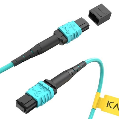 Karono MTP/MPO Patch Cord 16.5 ft (5M),8 Fibers Type B OM3 Female/Female LSZH Fiber Optic Patch Cable, 40G MPO Fiber for QSFP+Transceivers, Aqua - Image 1