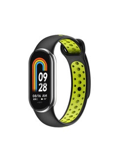 Suitable For Mi Band 9 Strap Mi Band Nike Double Color Hole Strap Mi Band 8 Split Wristband-Color:Black Green-Specifications:M 8/9