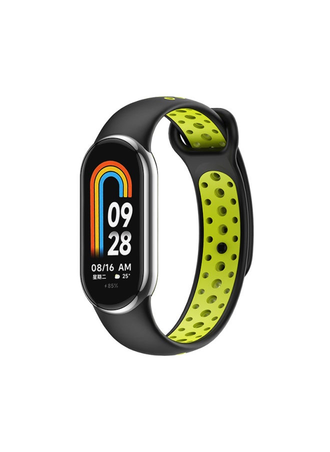 Generic - Suitable For Mi Band 9 Strap Mi Band Nike Double Color Hole Strap Mi Band 8 Split Wristband-Color:Black Green-Specifications:M 8/9 - Image 1