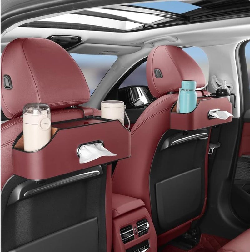 HAOTULE New car headrest Rear seat Multifunctional Storage Box, partition Design, with Cup Holder, Tissue Box, headrest Hook, Suitable for Children and Adults, car Travel Accessories（Red） - Image 3