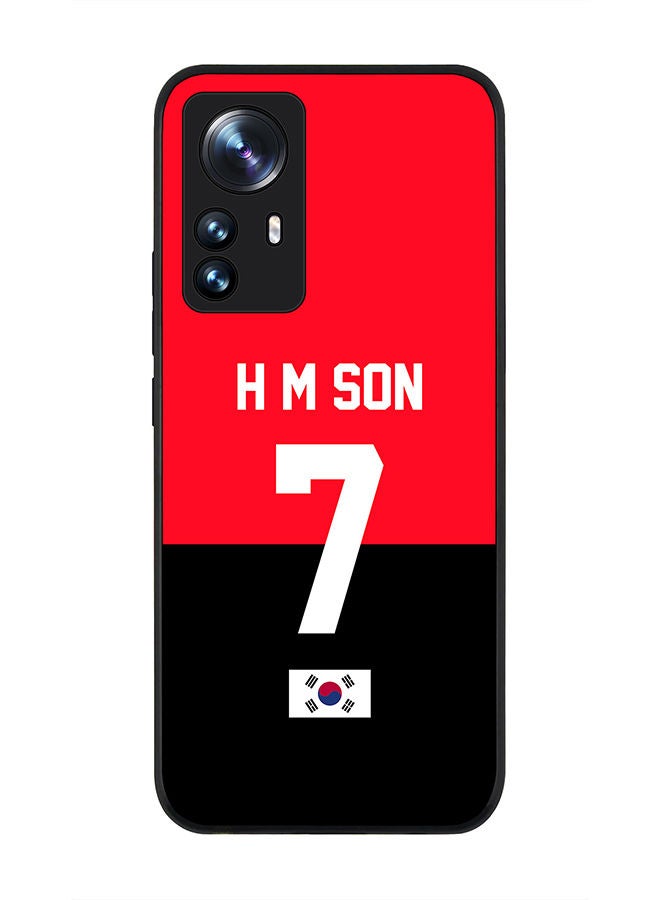 Stylizedd Rugged Black edge case for Xiaomi 12 / Xiaomi 12X Slim fit Soft Case Flexible Rubber Edges Anti Drop TPU Gel Thin Cover - Football Team - South Korea Player Name - H M Son - Image 1