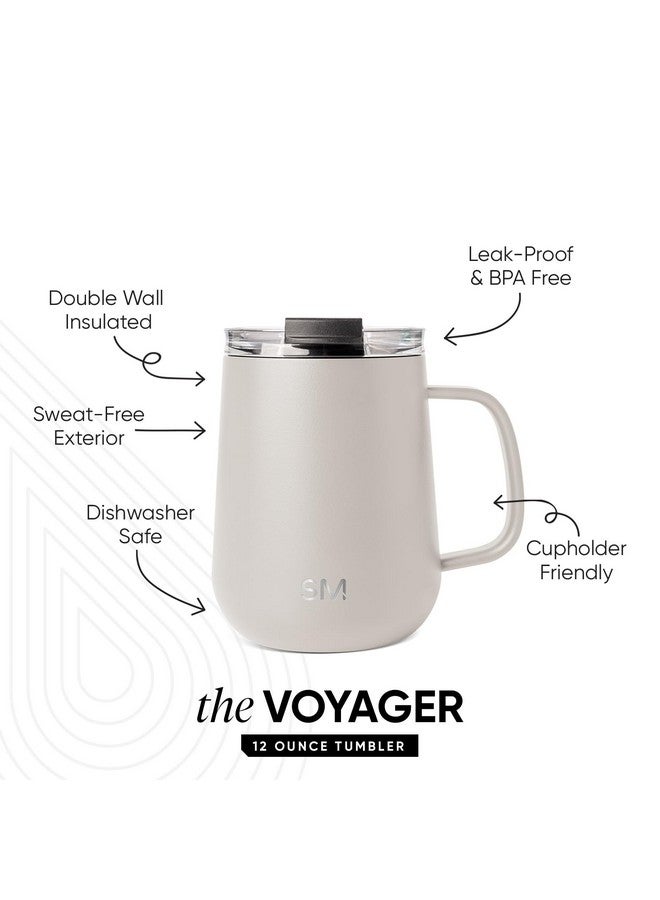Simple Modern Simple Modern Travel Coffee Mug with Lid and Handle | Reusable Insulated Stainless Steel Coffee Tumbler Tea Cup | Gifts for Women Men Him Her | Voyager Collection | 12oz | Almond Birch - Image 2