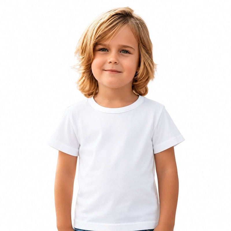 Matching Family Outfits Plain White Kids T-Shirt | Soft Cotton Half Sleeve Round Neck Tee | Comfortable Casual Wear for Boys & Girls | Breathable Everyday Summer Clothing | Durable Solid Color Basic Tee for Daily Use - Image 1