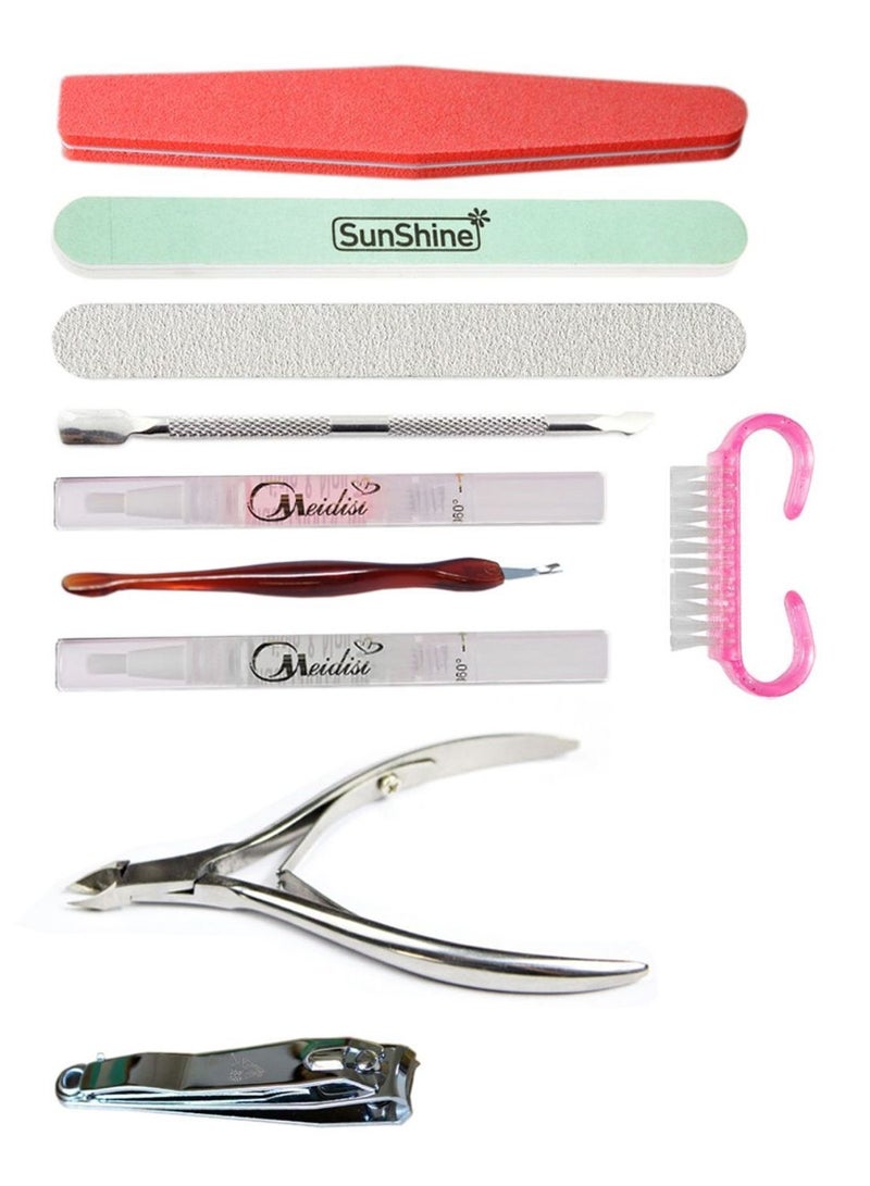 نيبمينينت طقم أدوات للعناية بالأظافر من 10 قطع متعدد الألوان - Image 1
