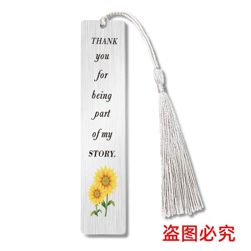 Bookmark Silver Tassel Stainless Steel Color Printing Bookmark Teacher'S Day Graduation Season Gift Metal Bookmark - Image 1