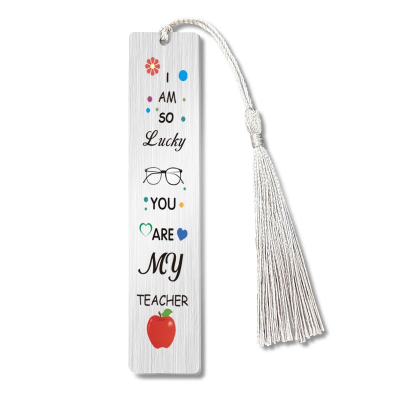 Bookmark Silver Tassel Stainless Steel Color Printing Bookmark Teacher'S Day Graduation Season Gift Metal Bookmark - Image 5