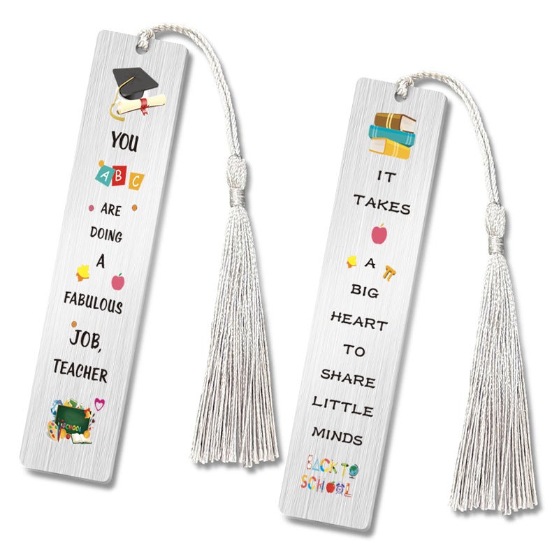 Bookmark Silver Tassel Stainless Steel Color Printing Bookmark Teacher'S Day Graduation Season Gift Metal Bookmark - Image 2