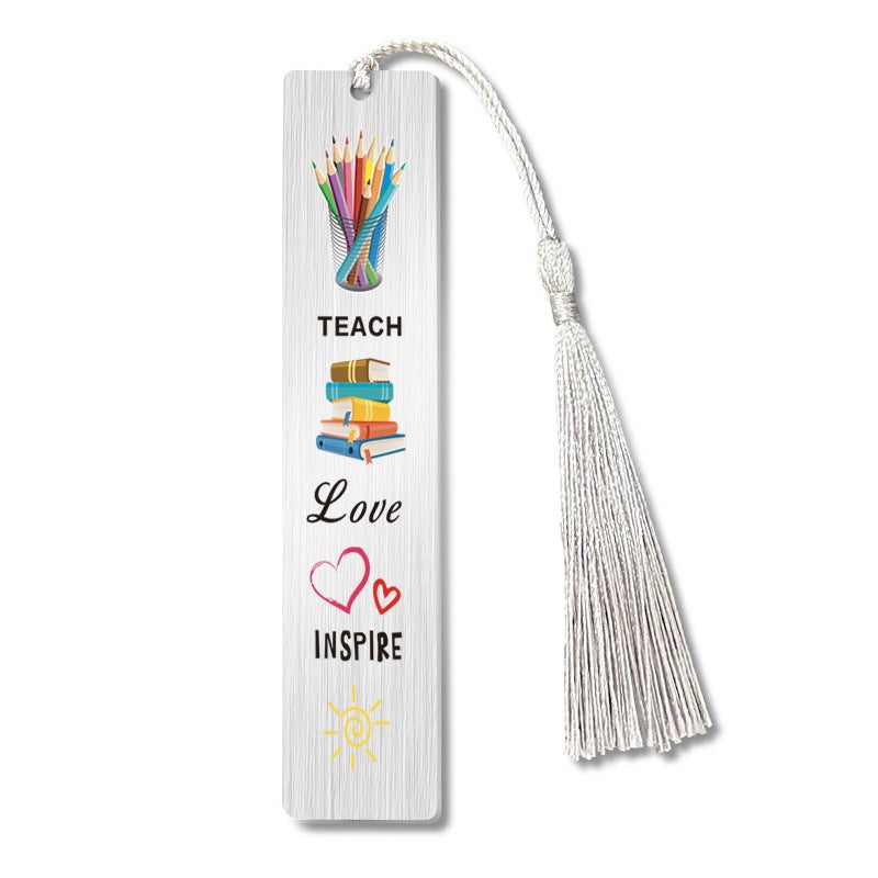 Bookmark Silver Tassel Stainless Steel Color Printing Bookmark Teacher'S Day Graduation Season Gift Metal Bookmark - Image 4