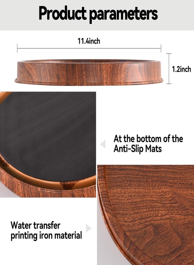 Lobolighting Round Decorative Serving Tray - Modern Farmhouse Style Handcrafted Wood Grain Color Metal Tray, Versatile Centerpiece for Coffee Table, Living Room, Dining or Entryway Home Decor - Image 4