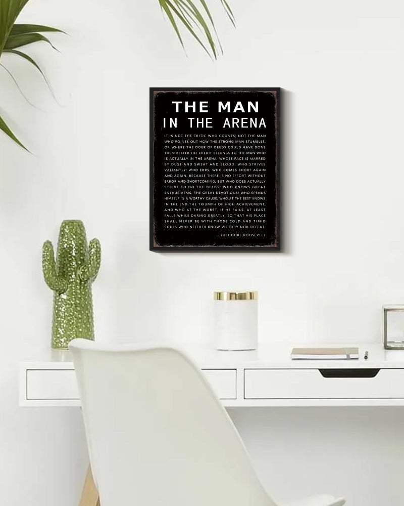 KUVIOKE Inspirational Framed Wall Art the man in the arena Motivational Quote Sayings Prints Encouraging Positive Office Home Ready to Hang 8x10in (Black Framed) - Image 4