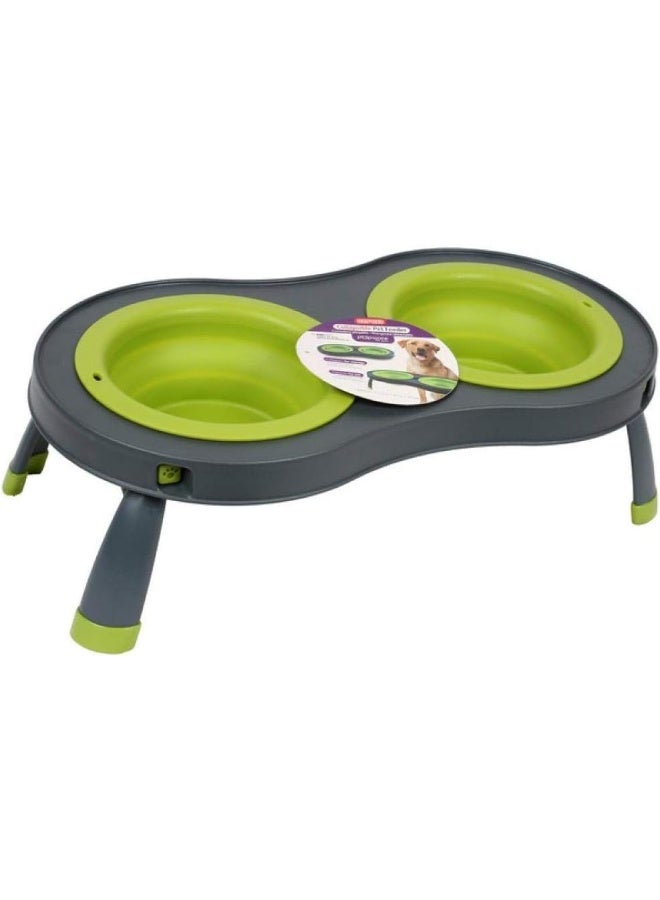 Dexas Popware for Pets Double Elevated Pet Feeder, Large, Gray/Green - Image 2