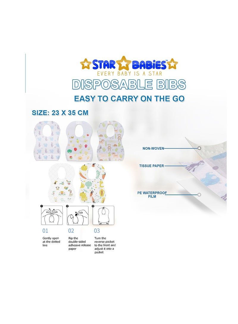 Star Babies Disposable Combo pack -Disposable Bibs (10pcs) with Breast Pad (10pcs)-Animal - Image 3