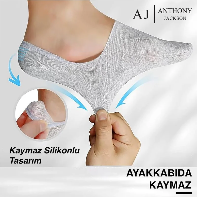 أنتوني جاكسون 10 Pair Boxed Bamboo Premium Seamless Invisible Non-Slip Silicone Ballerina Socks Brook