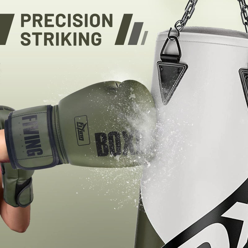 Fiving Pro Style Boxing Gloves For Women  Pu Leather  Training Muay Thai Sparring Fighting Kickboxing Adult Heavy Punching Bag Gloves Mitts Focus Pad Workout For Ladies(New Green  12Oz) - Image 5