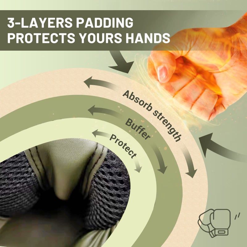 Fiving Pro Style Boxing Gloves For Women  Pu Leather  Training Muay Thai Sparring Fighting Kickboxing Adult Heavy Punching Bag Gloves Mitts Focus Pad Workout For Ladies(New Green  12Oz) - Image 4