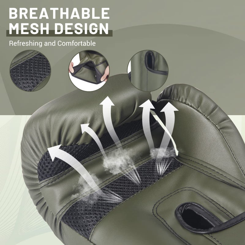 Fiving Pro Style Boxing Gloves For Women  Pu Leather  Training Muay Thai Sparring Fighting Kickboxing Adult Heavy Punching Bag Gloves Mitts Focus Pad Workout For Ladies(New Green  12Oz) - Image 3