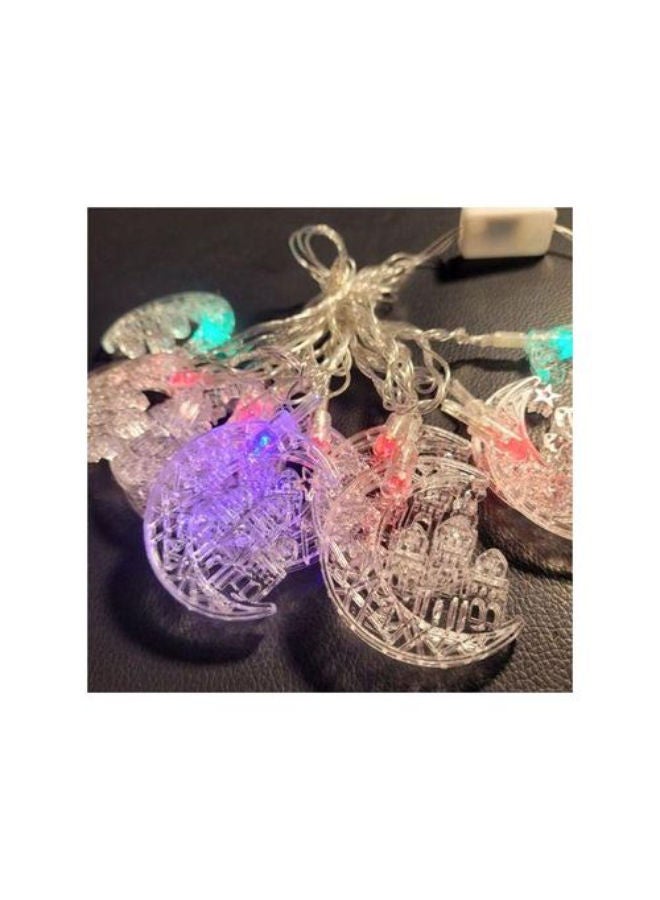 إضاءة زينة رمضان على شكل هلال ونجمة ومسجد – 12 قطعة - Image 1