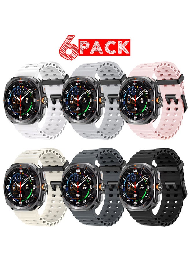 CATANES - 6 Pack of Band for Samsung Galaxy Watch 7 Ultra Soft Silicone  Adjustable, Sweat-Resistant, and Stylish - Image 1