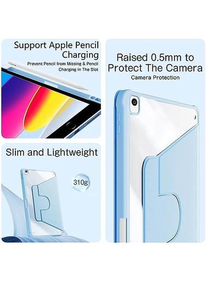 erorex - Case For Ipad Air 3Rd 2019 10.5 With Pencil Holder Ipad Pro 10.5 Ipad 9Th 8Th 7Th Generation 10.2 Inch Book Flip Cases 360 Degree Rotating Stand Case With Transparent Back Cover Light Blue - Image 1