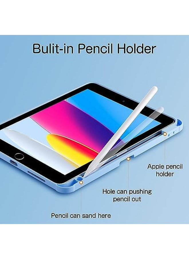 erorex - Case For Ipad Air 3Rd 2019 10.5 With Pencil Holder Ipad Pro 10.5 Ipad 9Th 8Th 7Th Generation 10.2 Inch Book Flip Cases 360 Degree Rotating Stand Case With Transparent Back Cover Light Blue - Image 1