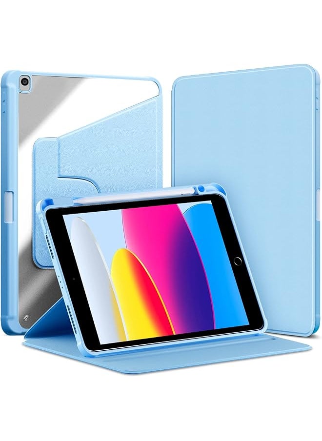 erorex - Case For Ipad Air 3Rd 2019 10.5 With Pencil Holder Ipad Pro 10.5 Ipad 9Th 8Th 7Th Generation 10.2 Inch Book Flip Cases 360 Degree Rotating Stand Case With Transparent Back Cover Light Blue - Image 1