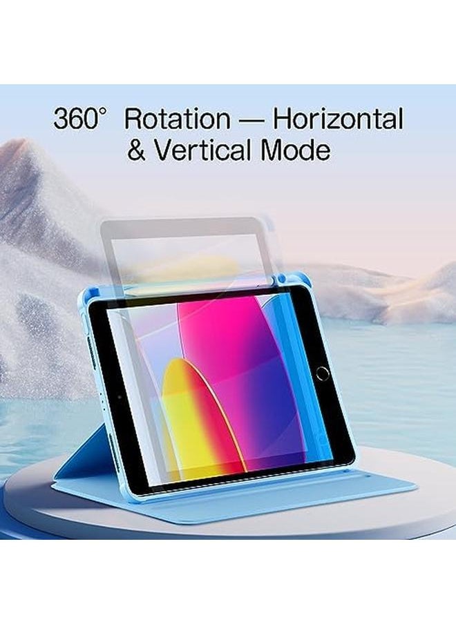 erorex - Case For Ipad Air 3Rd 2019 10.5 With Pencil Holder Ipad Pro 10.5 Ipad 9Th 8Th 7Th Generation 10.2 Inch Book Flip Cases 360 Degree Rotating Stand Case With Transparent Back Cover Light Blue - Image 1