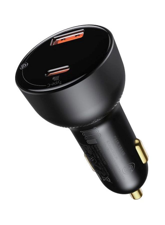 Baseus Digital Display Fast Car Charger Adapter 100W Dual USB Quick Charge QC 3.0 and PD 3.0 Fast Charging Car Plug for iPhone 13 Pro/13 Pro Max/13/13 mini/12 Pro Max/11Pro Max, New iPad 9,iPad mini-6,Galaxy S20 S10,etc Black - Image 1