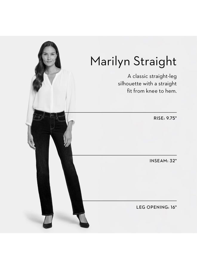NYDJ Women's Marilyn Straight Leg Velvet Jeans, Black, 10 32 - Image 3