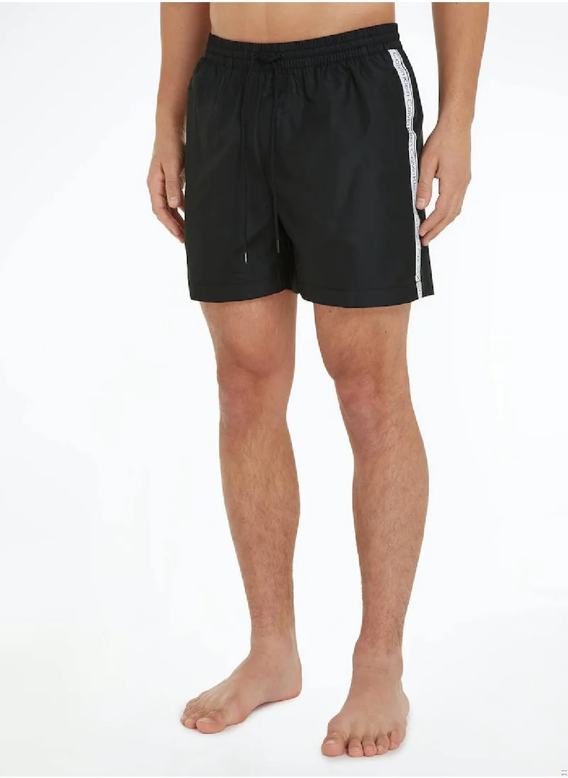 CALVIN KLEIN Calvin Klein Men's Swim Shorts - Medium Drawstring - Swimwear - Polyester , Black