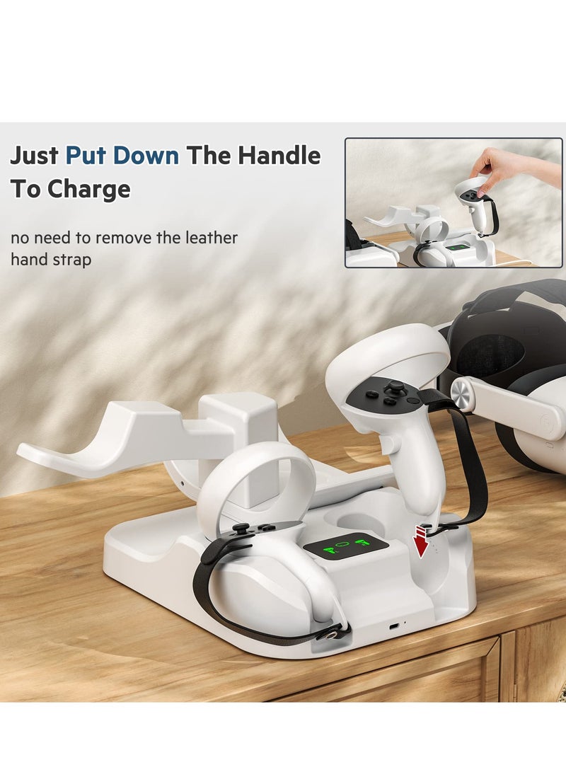قاعدة شحن لسماعة رأس Quest 2 VR، محطة شحن عالية السرعة لسماعة OculusMeta Quest 2 ووحدات التحكم باللمس، شحن سريع مع مؤشر LED ملون. - Image 2