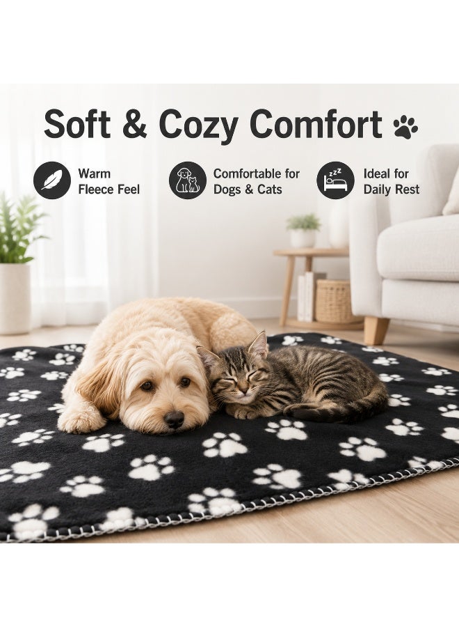 Pet Blanket Cushion Dog Cat Fleece Blankets Pet Sleep Mat black - Image 2