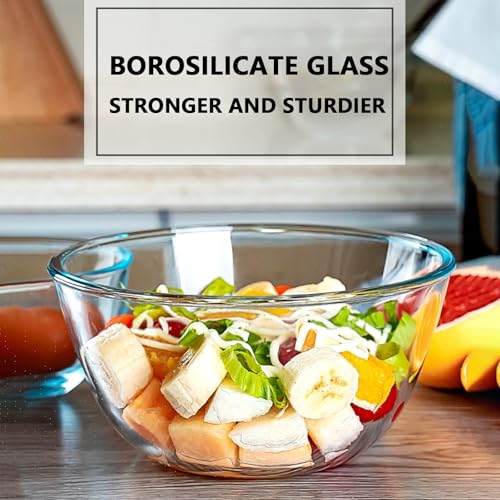 Ronanemon 5 Quart Deep Big Glass Bowl with Lid,10 Inch Large Glass Mixing Bowl for Sourdough Bread Kitchen Salad Bread Storage, For Prepping, Marinating & Brining Kimch (clear) - Image 5