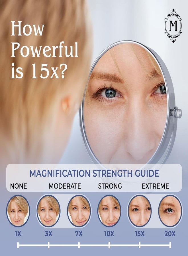 Mirrorvana Small 15X Magnifying Tabletop Mirror for Makeup - Double Sided 15x and 1x Portable Make Up Mirror for Desk, Dressing Table and Retail Store - 6" Wide & 6.7" Tall (Chrome) - Image 5