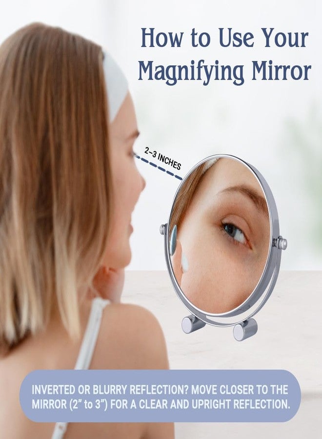 Mirrorvana Small 15X Magnifying Tabletop Mirror for Makeup - Double Sided 15x and 1x Portable Make Up Mirror for Desk, Dressing Table and Retail Store - 6" Wide & 6.7" Tall (Chrome) - Image 4
