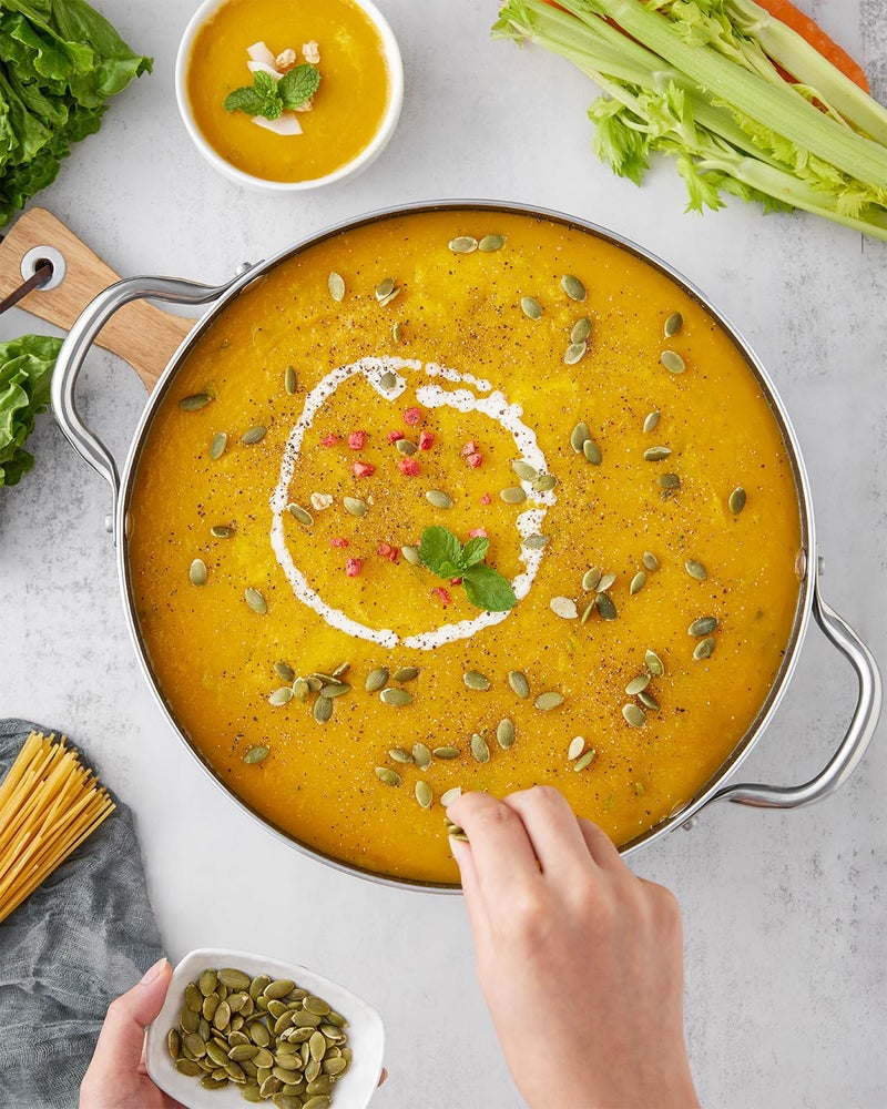 BEZIA 6 Quart Cooking Pot, Non Stick Induction Stock Pots with Lid, All Stove Compatible, 6 QT Aluminum Soup/Stew Pot For Small Households, Grey - Image 5