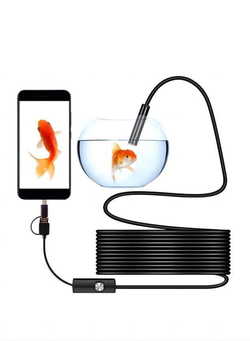 3-in-1 HD USB Mobile Phone Borescope – 5.5mm Industrial Endoscope Camera for Pipeline and Narrow Area Inspection with Side Mirror, Hook and Magnetic Pickup Tool, Type-C, USB and Micro USB Compatible - Image 1