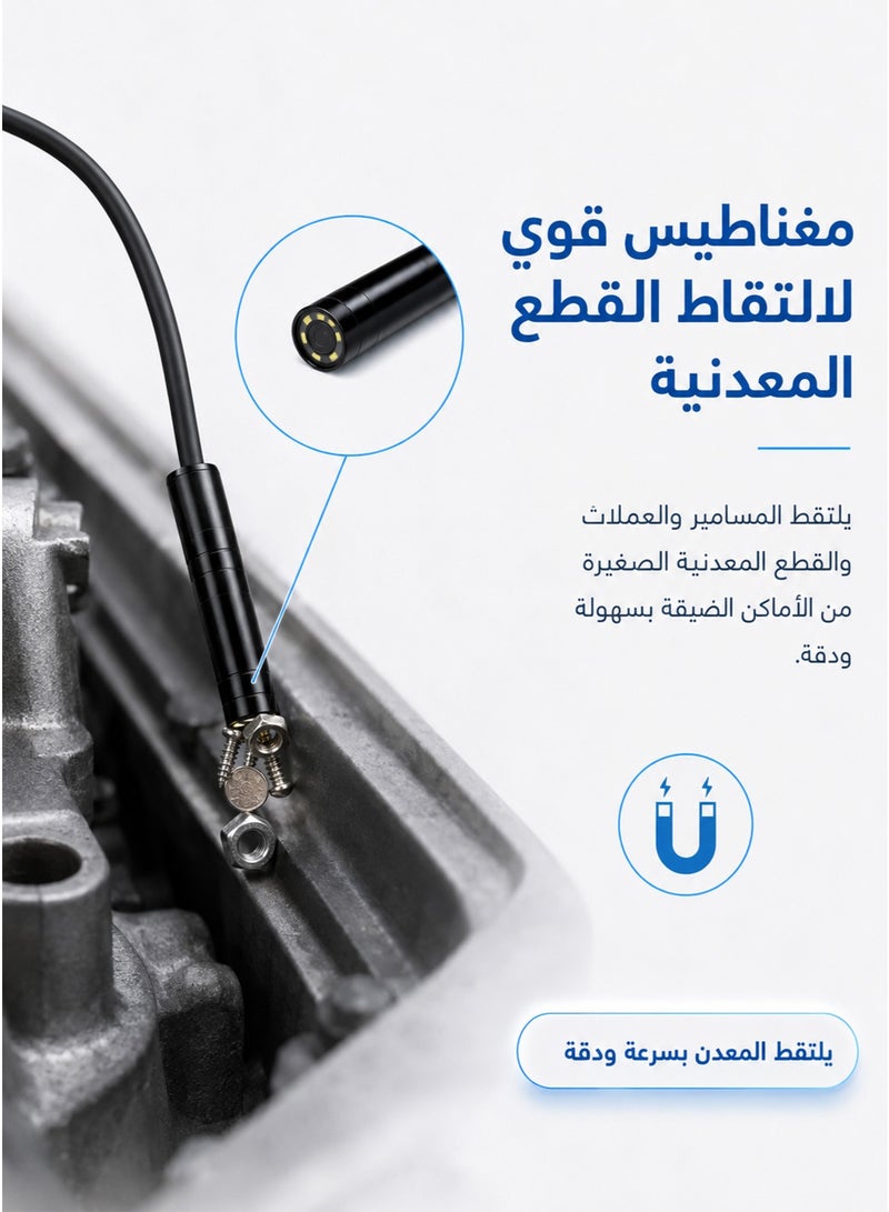 3-in-1 HD USB Mobile Phone Borescope – 5.5mm Industrial Endoscope Camera for Pipeline and Narrow Area Inspection with Side Mirror, Hook and Magnetic Pickup Tool, Type-C, USB and Micro USB Compatible - Image 3