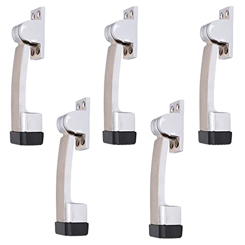 Atom Door Stopper | Kickdown Door Stop with One Touch | Adjustable Height & Rubber Tip 1.5 Inches, Door Stops (CPSS Finish, DS001), Pack of 5 - Image 1